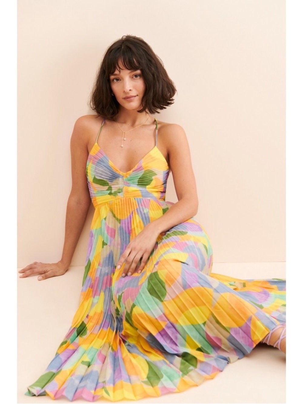 ASTR the Label Blythe Floral Midi Dress Yellow M - Picture 2 of 16